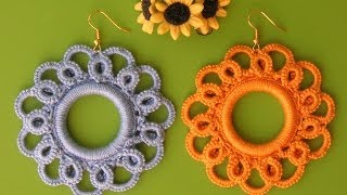 13 TUTORIAL ORECCHINI UNCINETTO CHIACCHIERINO AD AGO ANKARS NEEDLE TATTING CROCHET Frivolitè [upl. by Adirem191]