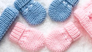 Easy knit baby mittens for baby boys and girls 06M and 612M EASY KNIT PATTERN knitting for baby [upl. by Akilaz723]