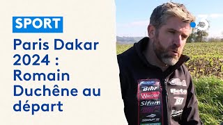 Paris Dakar 2024 le motard béarnais Romain Duchêne au départ [upl. by Leidba]