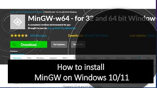 How to download and install MinGW w64 compiler on Windows 1011 [upl. by Paver]