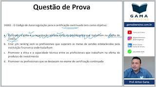 QUESTÃO 14002  CÓDIGOS ANBIMA CPA10 CPA20 CEA [upl. by Teuton867]