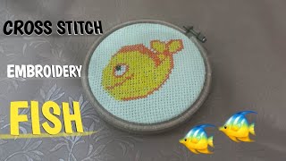 Easy Made Cross Stitch Embroidery Fish 🐠 cross stitch embroidery cross stitch embroidery fish [upl. by Nawed]