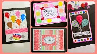 How to make easy birthday greeting card  4 birthday card ideas  white paper card making [upl. by Artaed518]