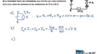 Ejercicio resuelto circuitos intensidad total circuito [upl. by Dorcia]