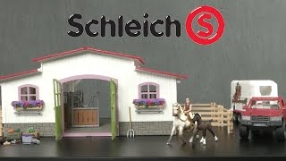 Horse Club Pick Up With Horse Box amp Horse Club Riding Centre with Accessories from Schleich [upl. by Aneerehs]