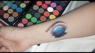 SMOKEY BLUE GLITTER EYES MAKEUP LOOKHand Art MAKEUP look for beginnersParty makeup look [upl. by Naujat]