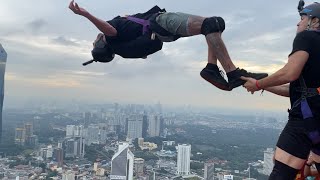 INSANE FLIPS KL Tower BASE Jumping 23 [upl. by Suoinuj]