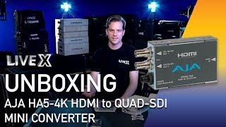 Unboxing AJA HA54K HDMI to QuadSDI Mini Converter [upl. by Cherin]