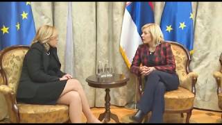 Ministar za evropske integracije J Joksimović sa komesarom EU za regionalnu politiku Korinom Kretu [upl. by Eleira302]