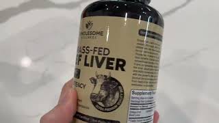 Grass Fed Desiccated Beef Liver Capsules 180 Pills 750mg Each Natural Iron Vitamin A B12 Review [upl. by Aydin775]