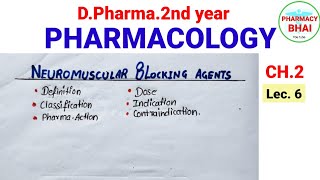 Neuromuscular Blocking Agents  Ch2 Pharmacology  DPharma 2nd neuromuscularblockingahents [upl. by Nereil]