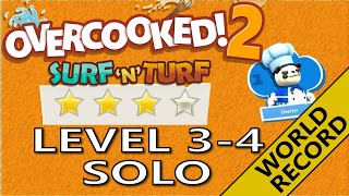 Overcooked 2 – 🍹Surf ‘n’ Turf🍹 Level 34  4Stars World record  1 Player  Score 1173 [upl. by Broome545]