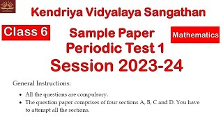 PT1 Question Paper  Class6 Maths  Sample Paper  Kendriya Vidyalaya [upl. by Enidualc]