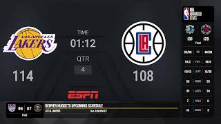 Lakers vs Clippers NBA Regular Season on ESPN Live Scoreboard [upl. by Leveridge253]