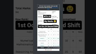 MTS 2024 Answer Key 😕 1octsecond shift sec2 raw marks94😢 shortstrending viralshortssscmts [upl. by Aikmat819]