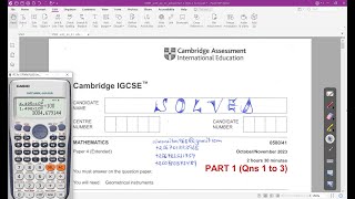 058041ON23  CAMBRIDGE IGCSE EXTENDED MATHEMATICS OCTNOV 2023 Paper 41 Part 1Qns 1 to 3 [upl. by Chapnick]