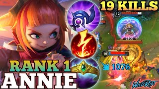 ANNIE 19 KILLS MVP PLAY OP KILLING MACHINE BUILD  TOP 1 GLOBAL ANNIE BY GOW mid gods  WILD RIFT [upl. by Giwdul]