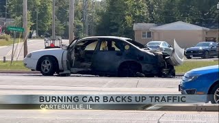 Burned Car Slows Traffic in Carterville [upl. by Juliette]