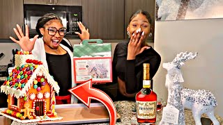 VLOGMAS DAY 4  DRUNK GINGERBREAD HOUSE CHALLENGE FT KiaraOshae 🎄🎅 [upl. by Nnylrebma]