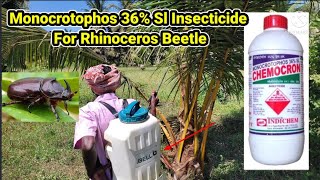 Monocrotophos 36 Sl Insecticide Uses  How to Control Rhinoceros Beetle In Coconut tree [upl. by Aihtebat553]