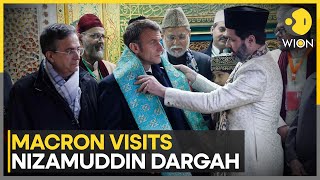 French President Macron enjoys Qawwali at Nizamuddin Dargah Delhi  WION [upl. by Aynotal876]