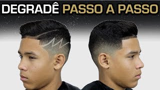 CORTE DEGRADÊ E RISCO COM DESENHO Corte de Cabelo Passo a Passo [upl. by Ysnap]