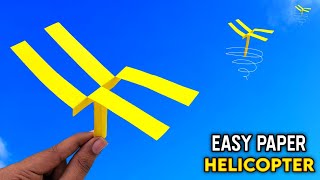 Amazing paper flying helicopter  how to make flying paper helicopter  Easy paper flying toy [upl. by Nadabus662]