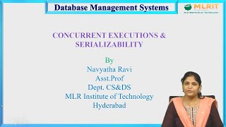 LEC33Database Management Systems  Concurrent Executions amp Serializability Part 2 by Mrs Navyatha [upl. by Torrance680]