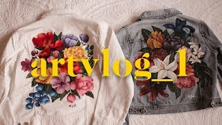 Painting on Denim Jackets  Art Vlog 01 [upl. by Bruyn]