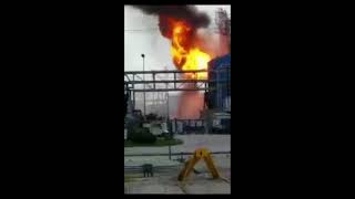 Raw Plant fire in Pasadena [upl. by Atirahs]