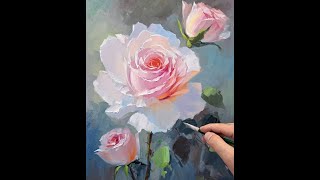 Rose oil painting Vugar Mamedov [upl. by Ardnazxela]