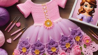 Beautiful crocheted princess dresses knitted with woolshare ideaknitted crochetdressdesign [upl. by Anemix]