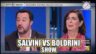 Otto e Mezzo SALVINI vs BOLDRINI Show dalla Gruber 13022018 [upl. by Eiryk]