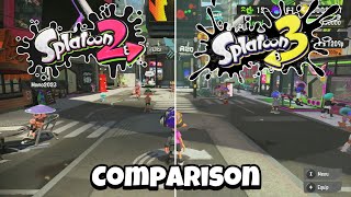 Inkopolis Square  Splatoon 2 VS Splatoon 3 COMPARISON [upl. by Reinnej]