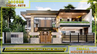 SMALL HOUSE DESIGN  14X145 METERS 2 STOREY HOUSE WITH 4 BEDROOMS AND 4 BATHROOMS [upl. by Akayas]