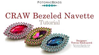 How to Bezel a Navette with CRAW and Peyote Stitches DIY Jewelry Making Tutorial by PotomacBeads [upl. by Annmarie]