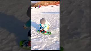 Snowskate 🏂travel trending shorts video fyp snow winter games baby cute love music fy [upl. by Suelo]