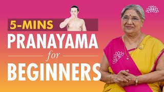 5 Minute Pranayama For Beginners  Practice Breathing Exercise  Pranayama Benefits  Dr Hansaji [upl. by Inavoy847]