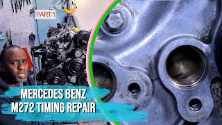 Mercedes Benz M272 Engine Timing Repair PART 1 Balance Shaft Timing Chain Timing Chain Guides [upl. by Akener]