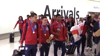 Englands Under 17 World Cup Winners Return Home [upl. by Esertal]