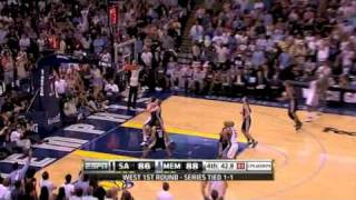 Zach Randolph dagger three pointer over Tim Duncan Apr 23 2011 [upl. by Akiret]