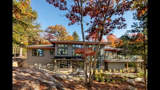 Muskoka Island Cottage Tour Modern in Muskoka Project  Normerica Timber Homes [upl. by Neufer799]