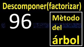 descomponer 96  metodo del arbol  factores primos  descomposicion o factorizacion de un numero [upl. by Nediarb52]