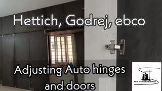 Adjusting Auto Hinges  Cup hinges doors  Interior works  cupboard work  Wood work  Hardware [upl. by Ainesy]