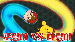 포오지렁이 VS 타키지렁이 대결 wormate io 캐릭온 꿀잼게임 [upl. by Ecirted909]