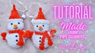 ⛄SNOWMAN KEYCHAIN⛄with pipe cleaners  Chenille wire Christmas crafts ideas [upl. by Santoro]