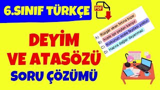 Deyimler ve Atasözleri Soru Çözümü 6Sınıf Türkçe Deyimler Soru Çözümü Deyimler Test Atasözü Test [upl. by Saraiya]