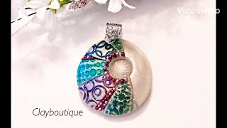 Polymer Clay Segment Donut Pendant with BLING [upl. by Niroc]