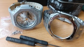 Замена браслета CASIO GSHOCK 2100 bracelet replacement металлический стальной [upl. by Dorey]