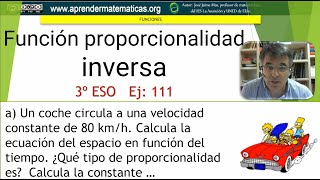 Proporcionalidad directa e inversa Espaciovelocidadtiempo 3º ESO 05 085 José Jaime Mas [upl. by Enneirb]